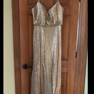 Bari Jay size 12 gold sequin bridesmaid dress.